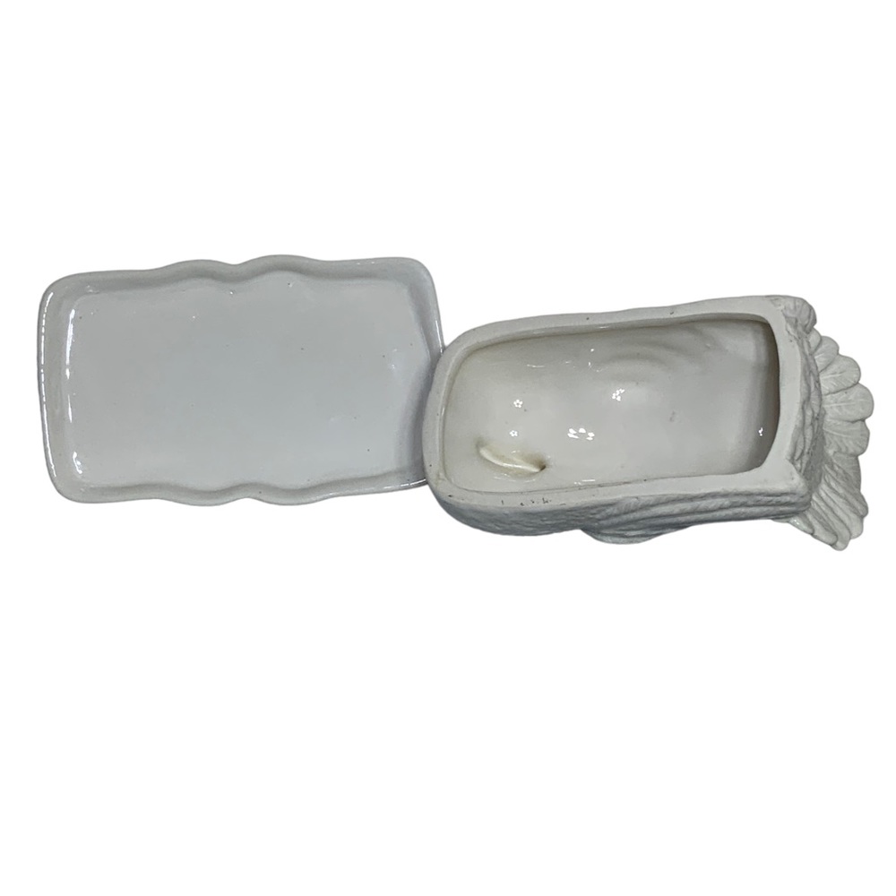 Harvest Covered Butter Dish Thanksgiving Turkey Large With Lid Ceramic NEW White - Picture 8 of 15